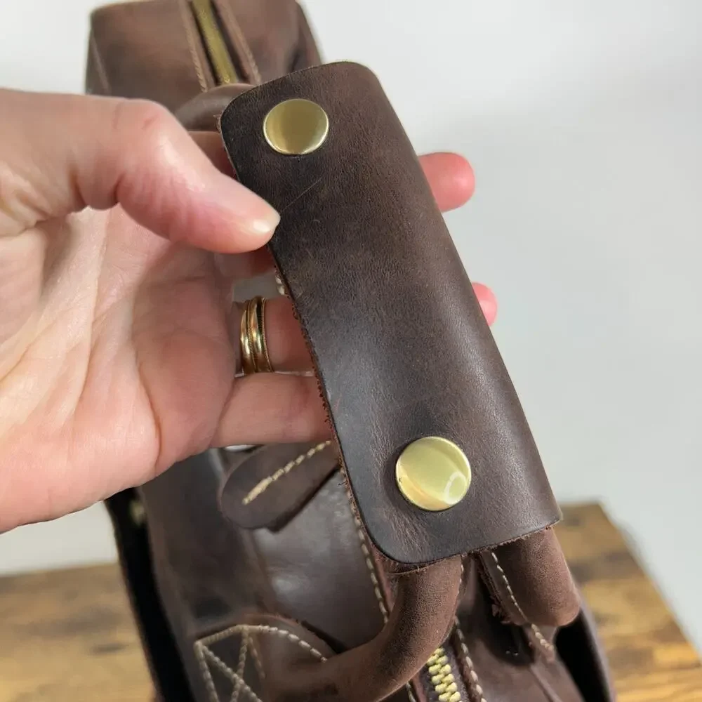 Leather Laptop Briefcase Bag Shoulder Strap Travel Storage Organizer